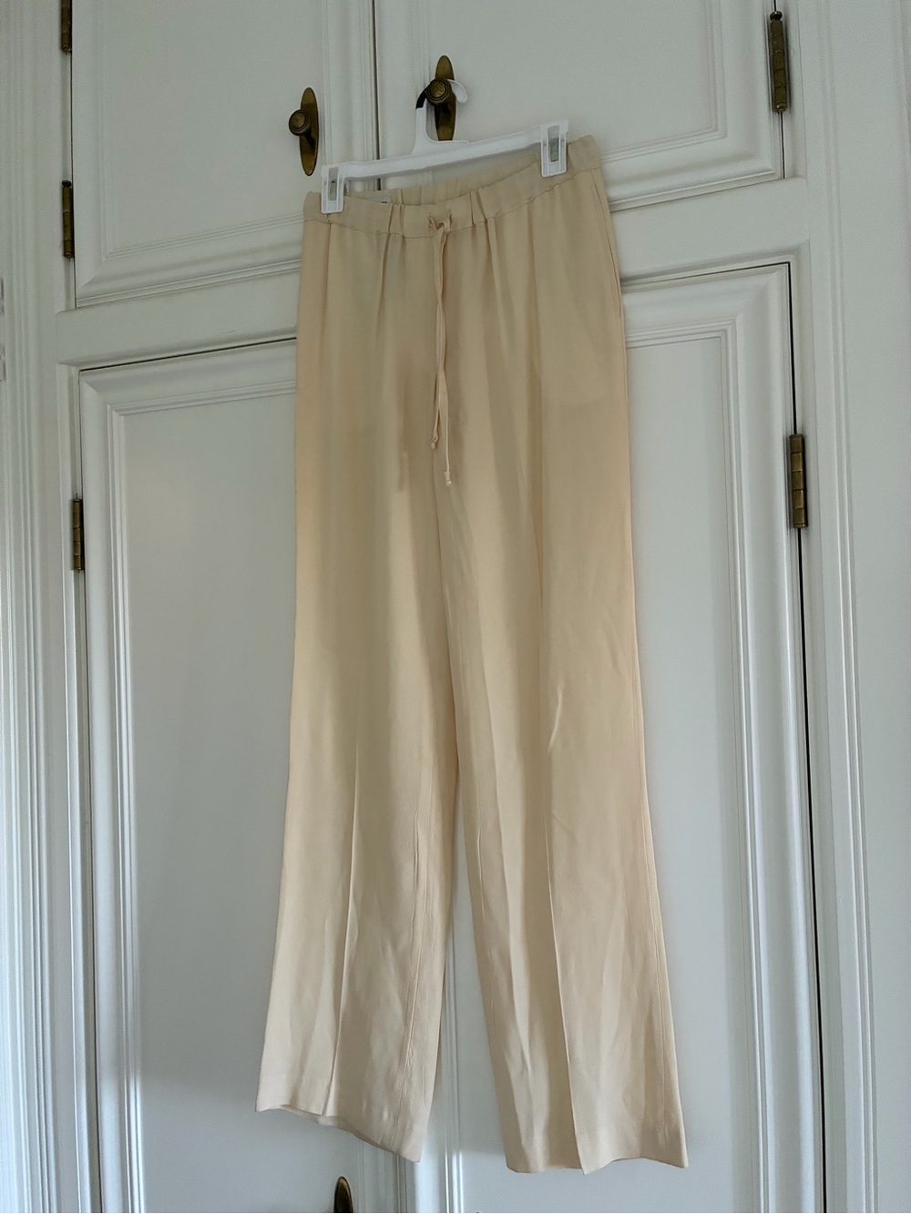 Dries Van Noten Cream Viscose Pleated Luxury Trousers Size 36